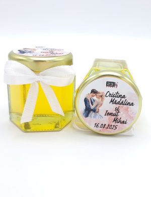 Mărturie dulce cu miere, Fuzzy Pink, model handmade Iubire, borcan 50 gr – DSBC505002