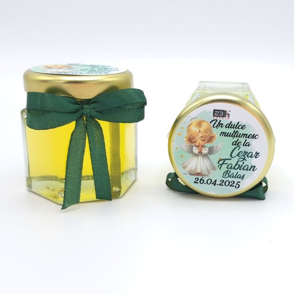 Mărturie dulce cu miere, Îngeraș Botez, verde, handmade Iubire, borcan 50 gr - DSBC505001 - Image 5