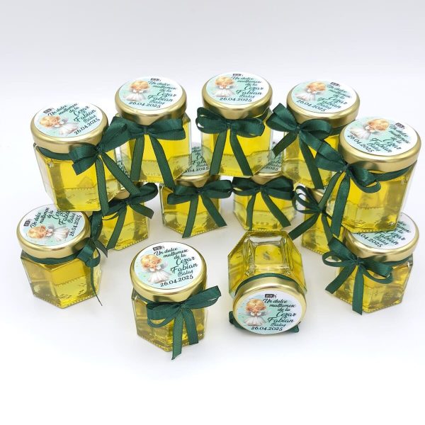 Mărturie dulce cu miere, Îngeraș Botez, verde, handmade Iubire, borcan 50 gr - DSBC505001 - Image 3