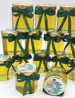 Mărturie dulce cu miere, Îngeraș Botez, verde, handmade Iubire, borcan 50 gr – DSBC505001