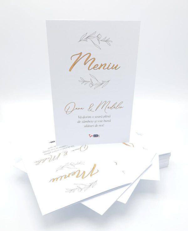 Meniu nuntă cu design floral abstract, model personalizat, dim. 15x21 cm - MIBC505003 - Image 9