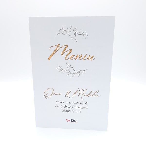 Meniu nuntă cu design floral abstract, model personalizat, dim. 15x21 cm - MIBC505003 - Image 5