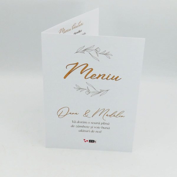 Meniu nuntă cu design floral abstract, model personalizat, dim. 15x21 cm - MIBC505003 - Image 4