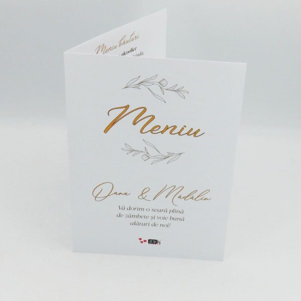 Meniu nuntă cu design floral abstract, model personalizat, dim. 15x21 cm - MIBC505003 - Image 3