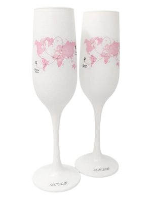 Pahare nuntă socri mari/mici, personalizate cu data, Travel roz, set 2 buc. – DSPH505002
