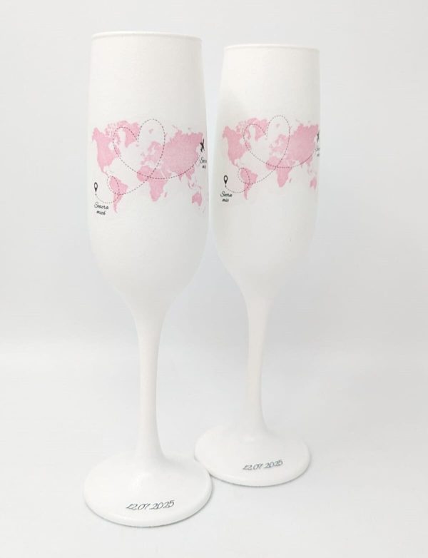 Pahare nuntă socri mari/mici, personalizate cu data, Travel roz, set 2 buc. - DSPH505002 - Image 2