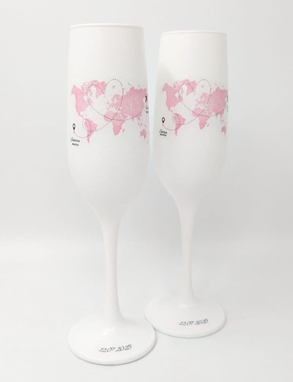 Pahare nuntă socri mari/mici, personalizate cu data, Travel roz, set 2 buc. - DSPH505002 - Image 4