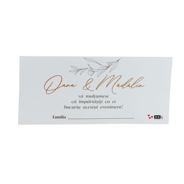 Plic de dar nuntă personalizat cu nume, cu model floral abstract, alb - MIBC501002