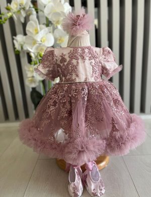 Rochiță botez fetiță – Contesa, culoare purpuriu – ILIF505048