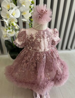 Rochiță botez fetiță – Contesa, culoare purpuriu – ILIF505048