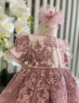 Rochiță botez fetiță – Contesa, culoare purpuriu – ILIF505048
