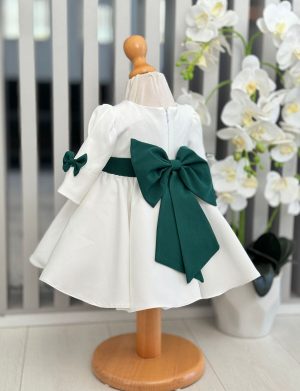 Rochiță botez fetiță, Fundă Verde – ILIF505045