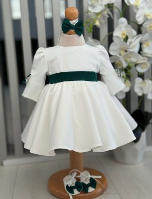 Rochiță botez fetiță, Fundă Verde – ILIF505045