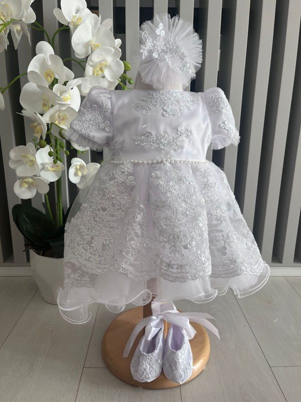 Rochiță botez fetiță, albă cu danteluță albă ILIF505026 (3)