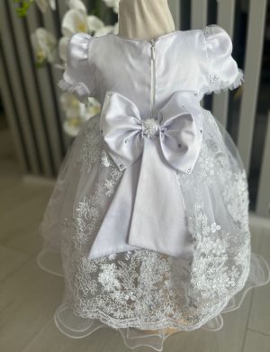 Rochiță botez fetiță, albă cu danteluță albă – ILIF505026