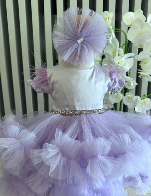 Rochiță botez fetiță, amplă cu tulle lila – ILIF505028