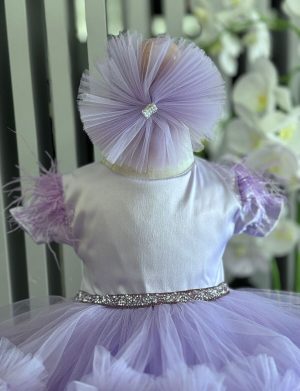 Rochiță botez fetiță, amplă cu tulle lila – ILIF505028