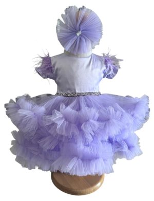 Rochiță botez fetiță, amplă cu tulle lila – ILIF505028