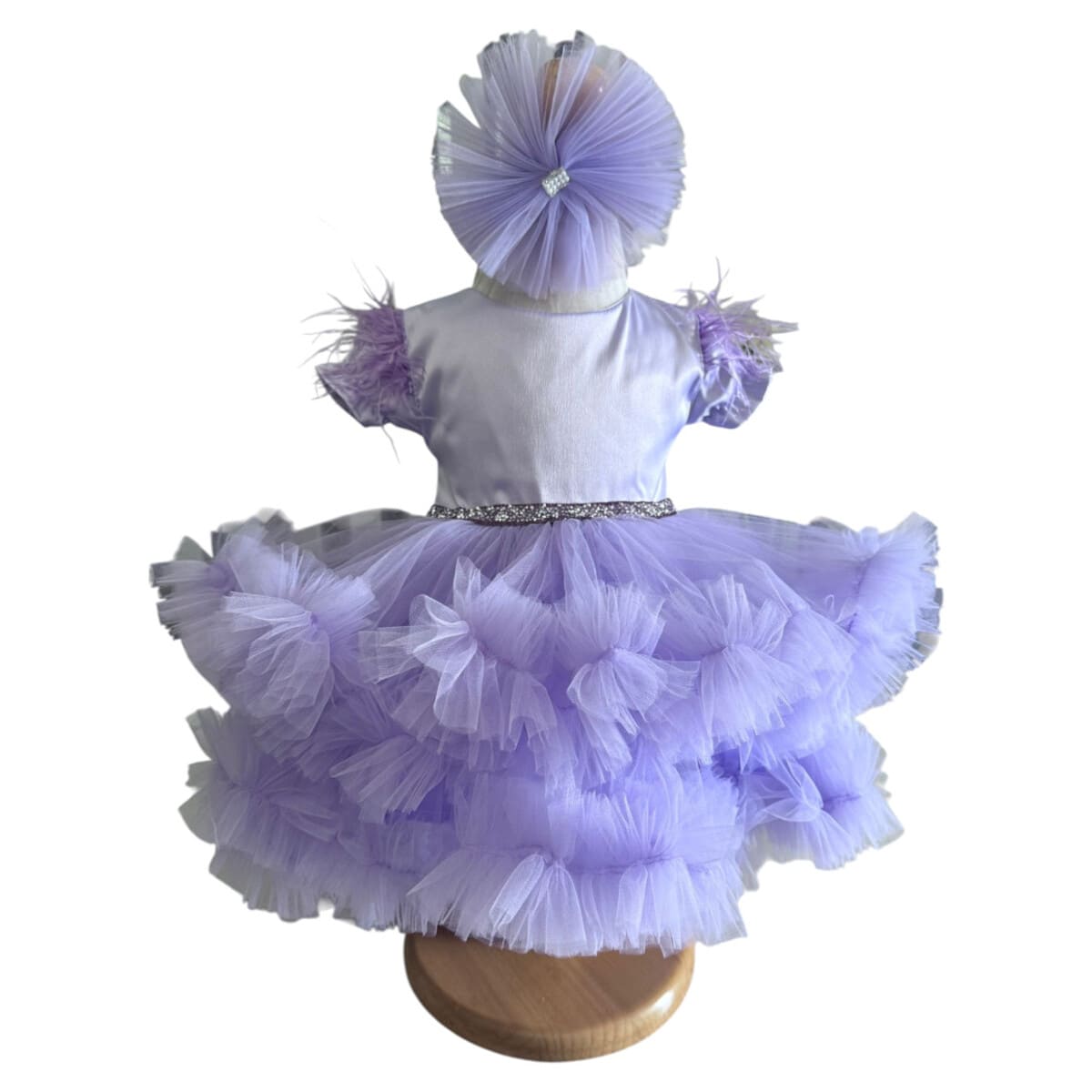 Rochiță botez fetiță, amplă cu tulle lila ILIF505028 (4)