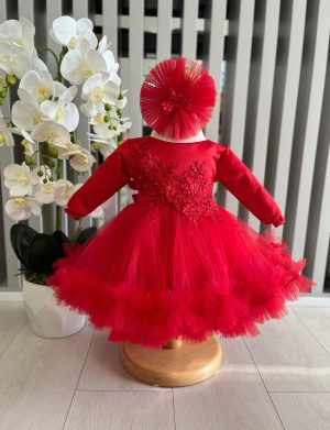 Rochiță botez fetiță – culoare roșu – ILIF505059