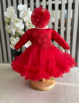 Rochiță botez fetiță – culoare roșu – ILIF505059