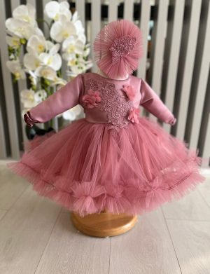 Rochiță botez fetiță – culoare roz închis – ILIF505057
