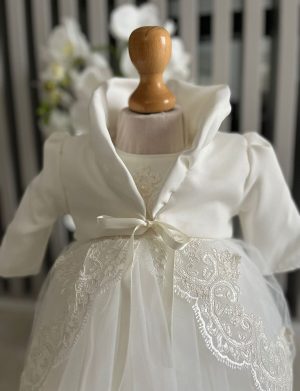 Rochiță și bolero botez fetiță – alb – ILIF505046
