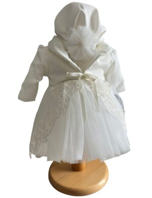 Rochiță și bolero botez fetiță – alb – ILIF505046