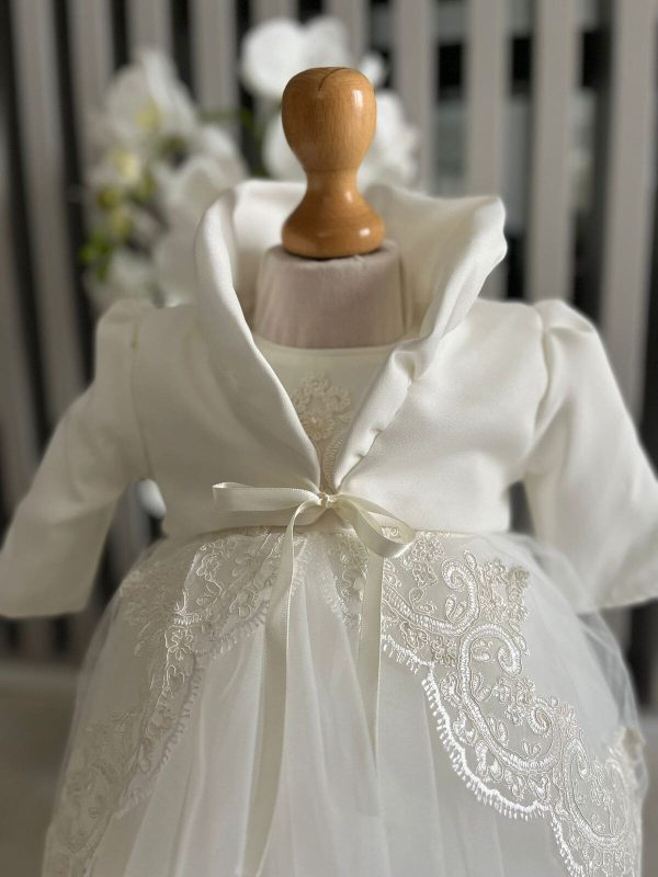 Rochiță și bolero botez fetiță alb ILIF505046 (1)
