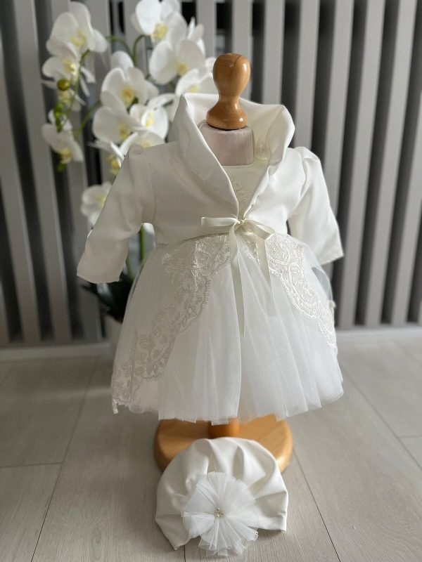 Rochiță și bolero botez fetiță alb ILIF505046 (2)