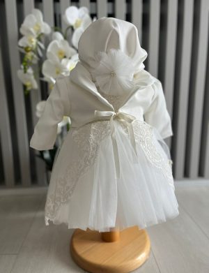 Rochiță și bolero botez fetiță – alb – ILIF505046