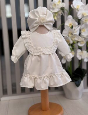 Rochiță și palton botez fetiță, culoare alb – ILIF505044