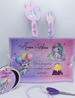 Set Tavita Mot (turta), Baby Unicorn, model personalizat cu 5 piese – FEIS505001