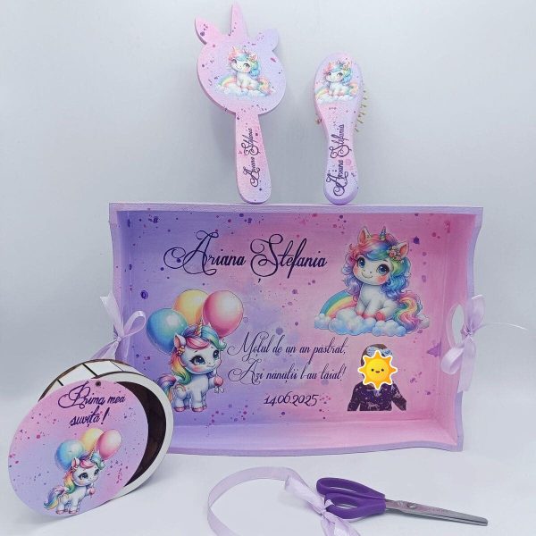 Set Tavita Mot (turta), Baby Unicorn, model personalizat cu 5 piese FEIS505001 (1)
