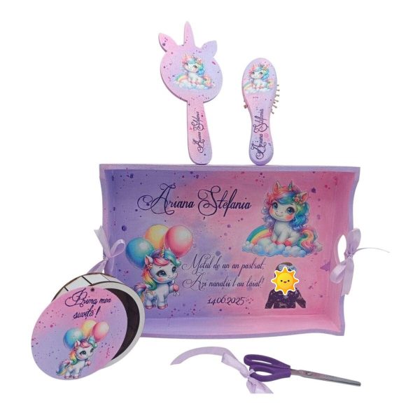 Set Tavita Mot (turta), Baby Unicorn, model personalizat cu 5 piese FEIS505001 (2)