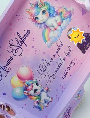 Set Tavita Mot (turta), Baby Unicorn, model personalizat cu 5 piese – FEIS505001
