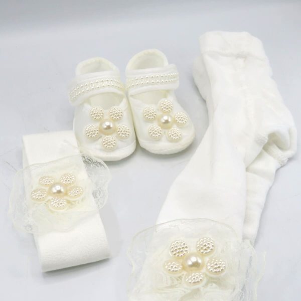 Set botez fetiță pantofiori, ciorapi și bentiță ILIF505065 (22)