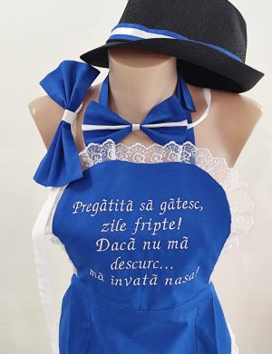 Set dezgătit mireasă-mire, model Personalizat albastru 4 piese – Zile Fripte – fundiță – LODIS505001