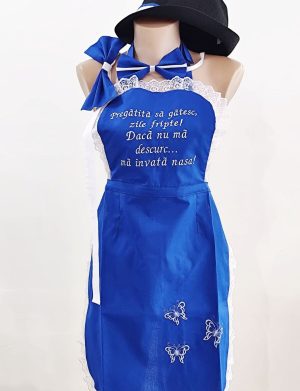 Set dezgătit mireasă-mire, model Personalizat albastru 4 piese – Zile Fripte – fundiță – LODIS505001