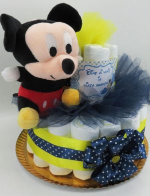 Tort scutece cu 1 etaj, mascotă Mickey – SDSPH002