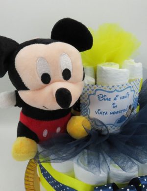 Tort scutece cu 1 etaj, mascotă Mickey – SDSPH002