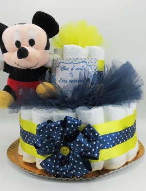 Tort scutece cu 1 etaj, mascotă Mickey – SDSPH002