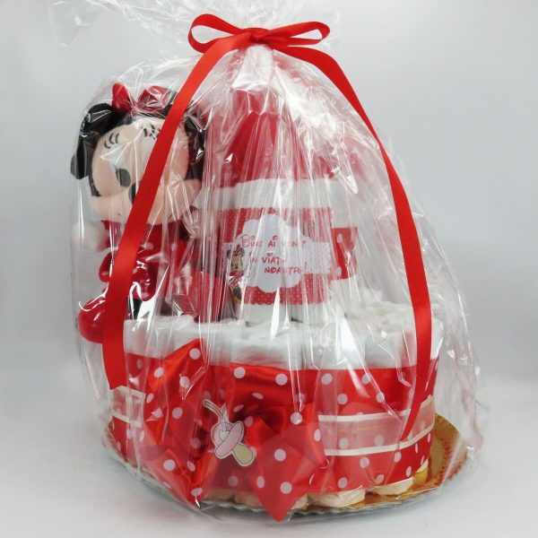 Tort scutece cu 1 etaj, mascotă Minnie Roșu SDSPH006 (3)