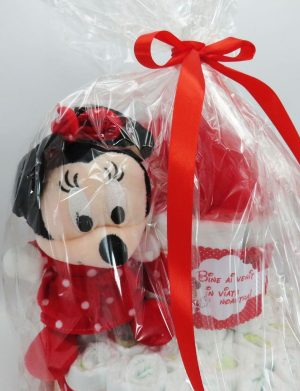 Tort scutece cu 1 etaj, mascotă Minnie Roșu – SDSPH006