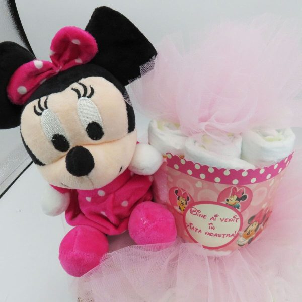 Tort scutece cu 1 etaj, mascotă Minnie Roz SDSPH303002 (1)