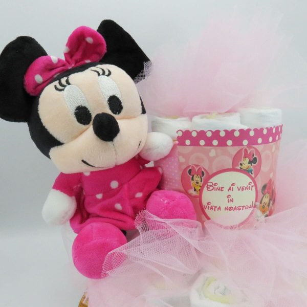 Tort scutece cu 1 etaj, mascotă Minnie Roz SDSPH303002 (11)