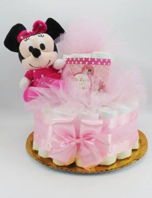 Tort scutece cu 1 etaj, mascotă Minnie Roz – SDSPH303002
