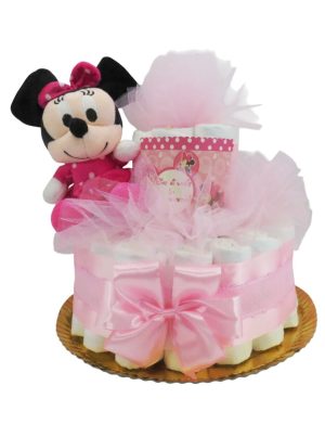 Tort scutece cu 1 etaj, mascotă Minnie Roz – SDSPH303002