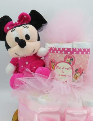 Tort scutece cu 1 etaj, mascotă Minnie Roz – SDSPH303002