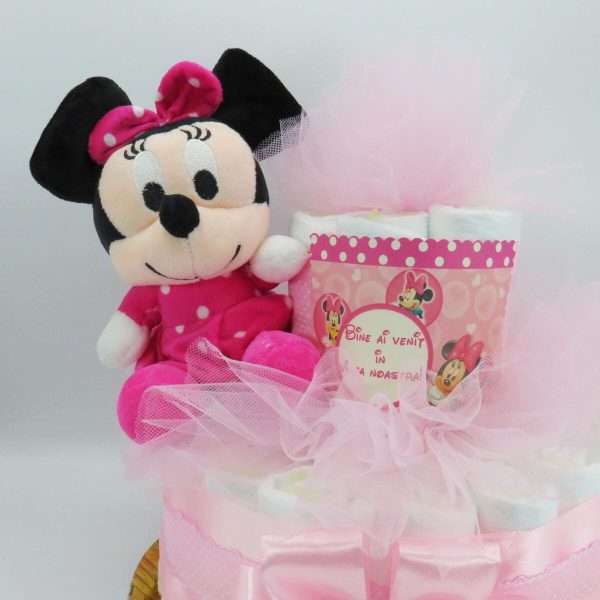 Tort scutece cu 1 etaj, mascotă Minnie Roz SDSPH303002 (7)
